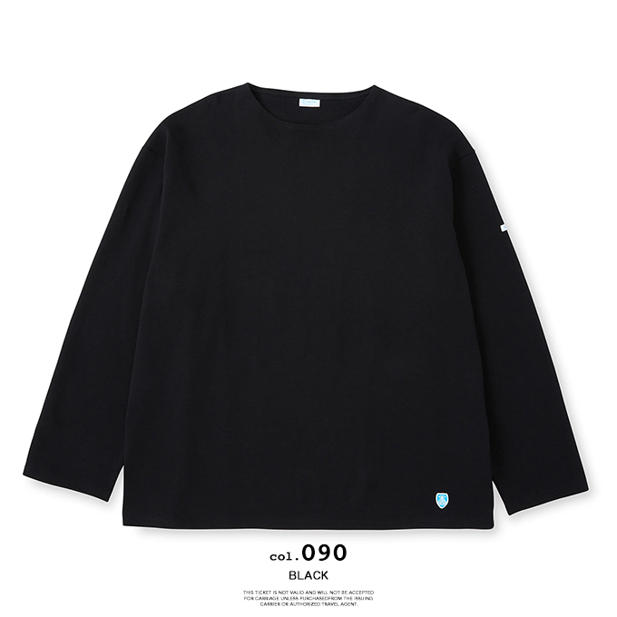 n*p様 未着用 オーシバル バスクシャツ コットンロードワイドTシャツ 黒 ORCIVAL（オーシバル） Men's Cotton Lourd Wide Basque Shirt メンズ