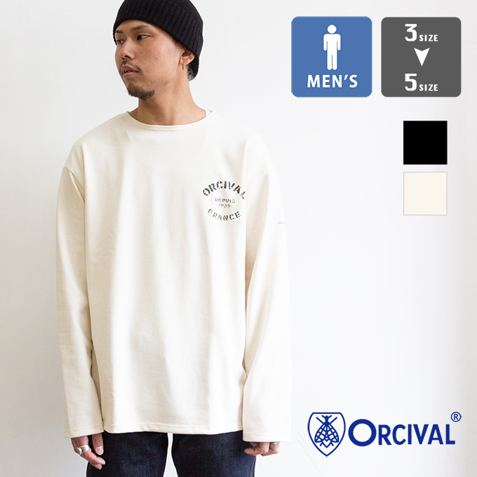 ORCIVAL（オーシバル） Men's Cotton Lourd Crew Neck Basque Shirt