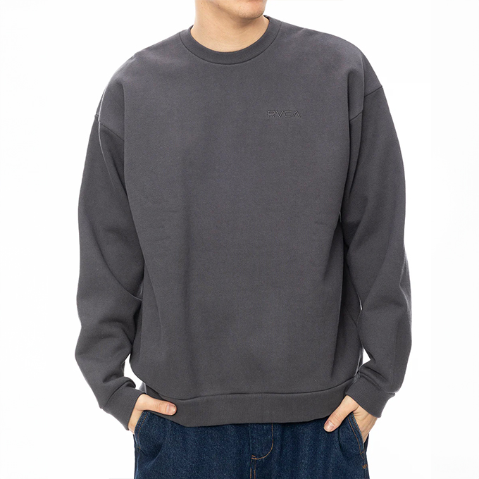 新品　24年秋冬 RVCAルーカ　FAKE RVCA CR　スウェットグレー　L RVCA（ルーカ） FAKE RVCA CR トレーナー BE042032 / 2024AW