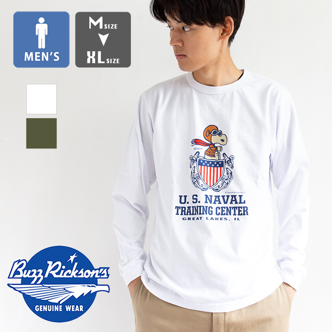 【SALE!!】 BUZZ RICKSON'S バズリクソンズ バズリクソンズ X ピーナッツ 長袖Tシャツ “ US NAVAL TRAINING  CENTER ” BR69276 / 2023AW ※