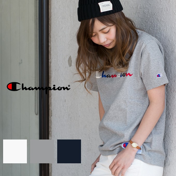 【Champion チャンピオン】アクションスタイル 刺繍筆記体ロゴ半袖Tシャツ　C3-H371 