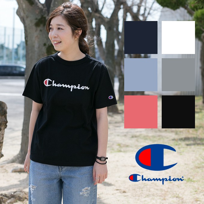 【Champion チャンピオン】 筆記体ロゴ ベーシック Tシャツ C3-H374