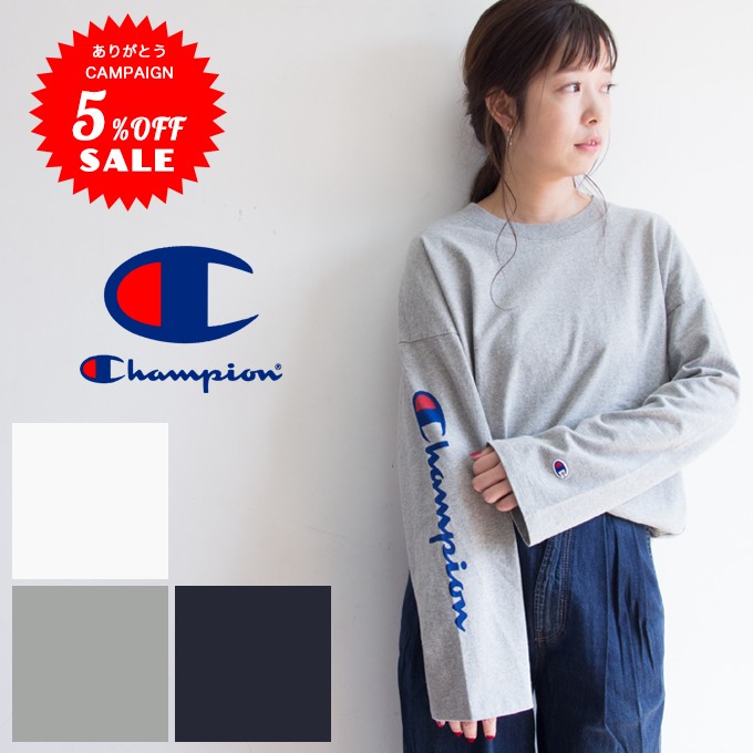 【Champion チャンピオン】キャンパス アームプリント ロングスリーブTシャツ　C3-L415
