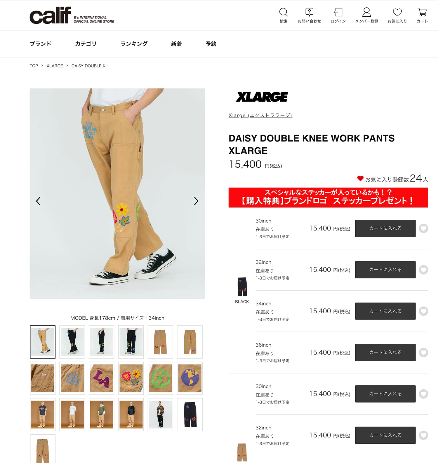 XLARGE（エクストラ ラージ） DAISY DOUBLE KNEE WORK PANTS XLARGE