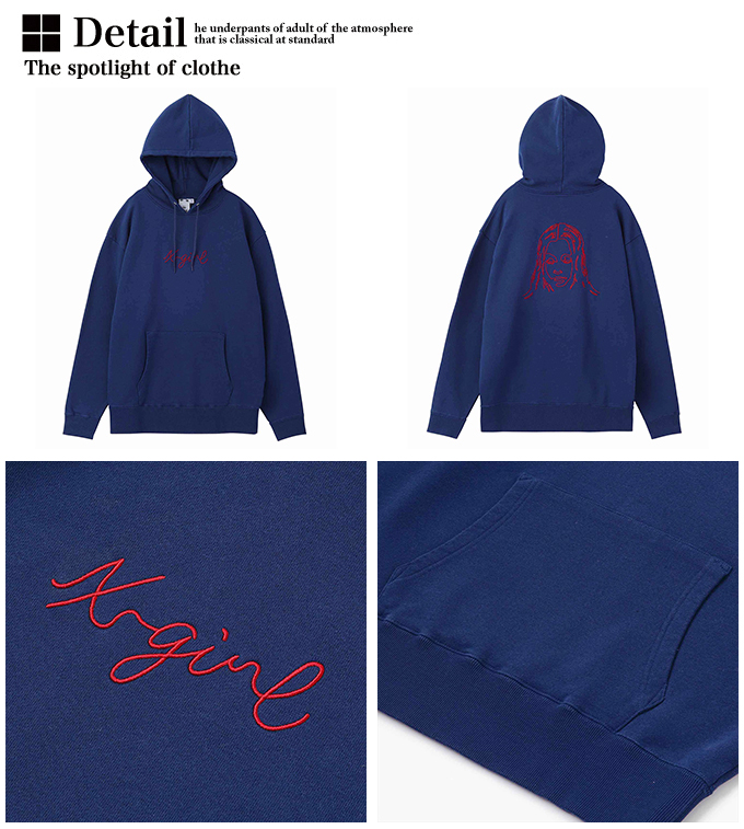 【SALE!!】 【 X-girl エックスガール 】 EMBROIDERED FACE SWEAT HOODIE X-girl エンブロイダード フェイス ロゴ スウェット パーカー 105224012013 / 22AW ※｜jeansstation｜13