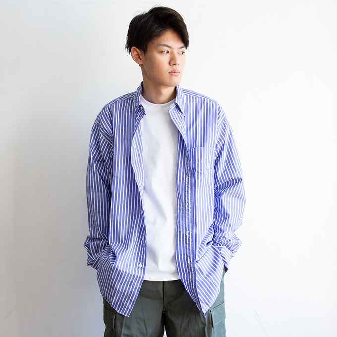 FREEMANS SPORTING CLUB フリーマンズ　スポーティング　クラブ CHRYSTIE SHIRT ストライプ ボタンダウン　長袖シャツ FY241LSC02 / 2024SPRING｜jeansstation｜06