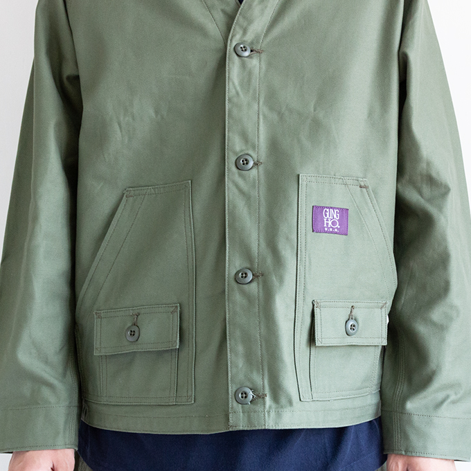 「 GUNG HO ガンホー 」 THE EXPEDITION JACKET BACK SATIN エクスペディション ジャケット バックサテン GH25S003B0 / ガンホー ミリタリー ジャケット エンジニアジャケット ファティーグジャケット ノーカラー バックサテン コットン 2025SPRING GUNG HO（ガンホー） 【 GUNG HO ガンホー 】 THE EXPEDITION JACKET