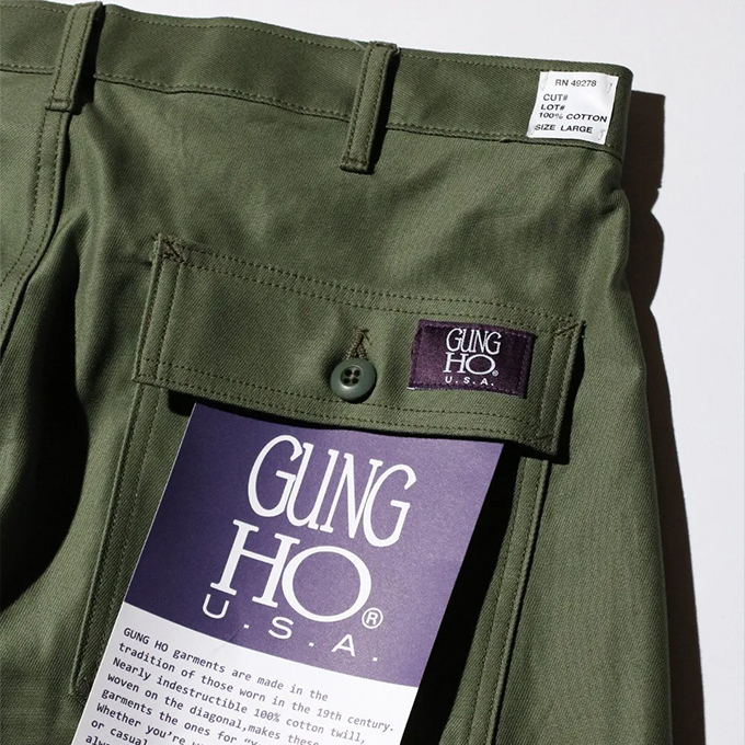 GUNG HO（ガンホー） 4POCKETS WIDE FATIGUE TROUSER BACK SATIN 4