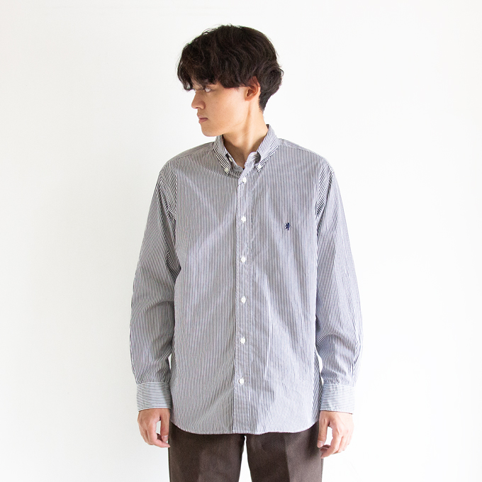 GYMPHLEX（ジムフレックス） ストライプ 長袖 ボタンダウン シャツ MEN