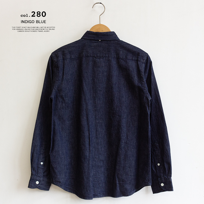 GYMPHLEX（ジムフレックス） B.D. SHIRT L/S ライトデニム 長袖 ボタン