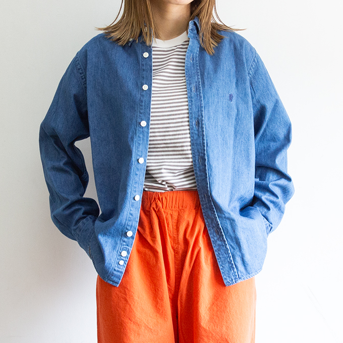 GYMPHLEX（ジムフレックス） B.D. SHIRT L/S ライトデニム 長袖 ボタン 