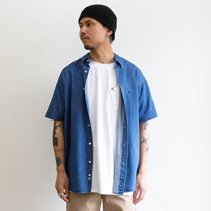 GYMPHLEX（ジムフレックス） B.D. SHIRT S/S ライト デニム 半袖