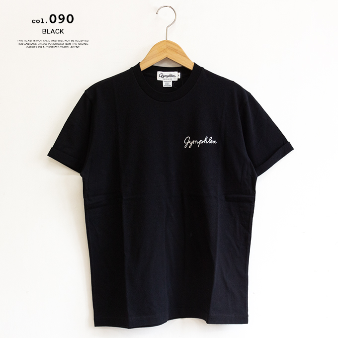 flexwitme046 ロゴ Tシャツ ブラック S GYMPHLEX（ジムフレックス） S/S T-SHIRT ロールアップ袖 ロゴ 刺繍