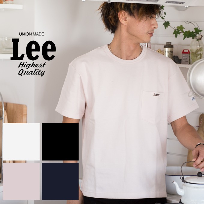 【Lee リー】鹿の子素材ワンポイントロゴポケット付き半袖Tシャツ