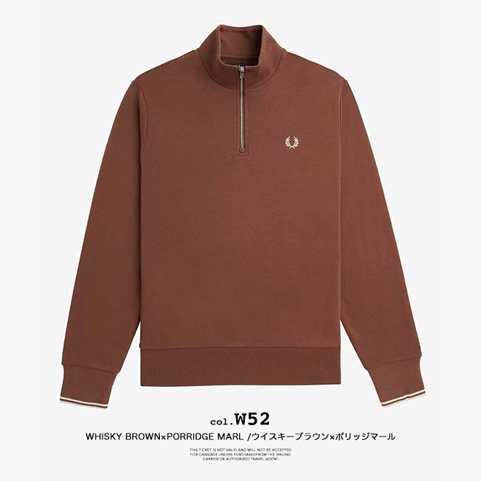 値下げ可【新品】FRED PERRYブラウン ハーフジップ トレーナー XL FRED PERRY（フレッドペリー） Half Zip Sweatshirt ハーフジップ