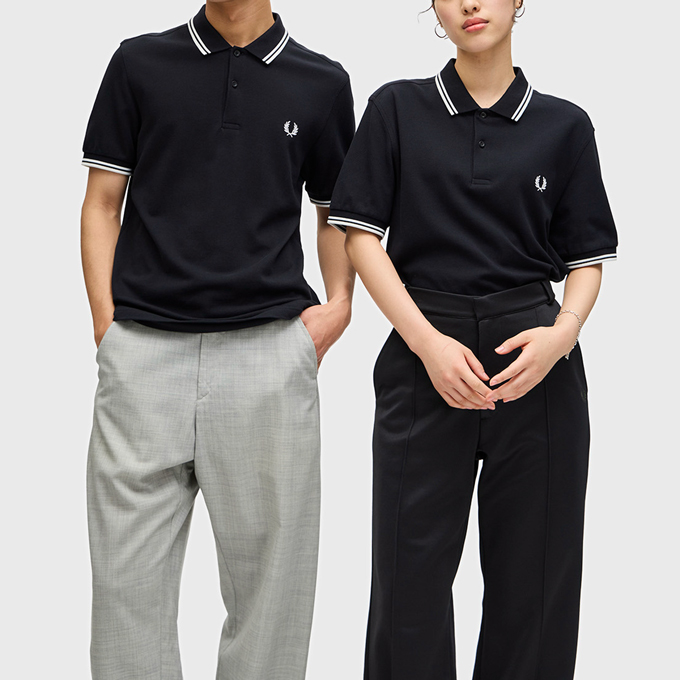 2023フレッドペリーポロシャツs Textured Zip Neck Polo Shirt(S 102：BLACK): | FRED PERRY