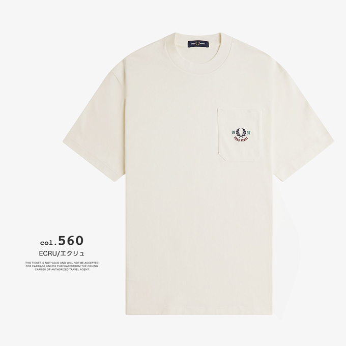 「 FRED PERRY フレッドペリー 」 Relaxed 1952 T-Shirt リラックスド 1952 ポケット Tシャツ M9827 / 半袖 丸首 クルーネック ロゴ刺繍 ワンポイント ポケT リラックスフィット メンズ レディース ユニセックス FRED PERRY（フレッドペリー） Relaxed 1952 T-Shirt リラックスド