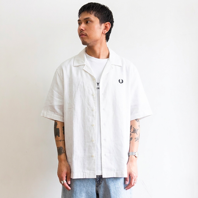 FRED PERRY（フレッドペリー） Linen Blend Revere Collar Shirt