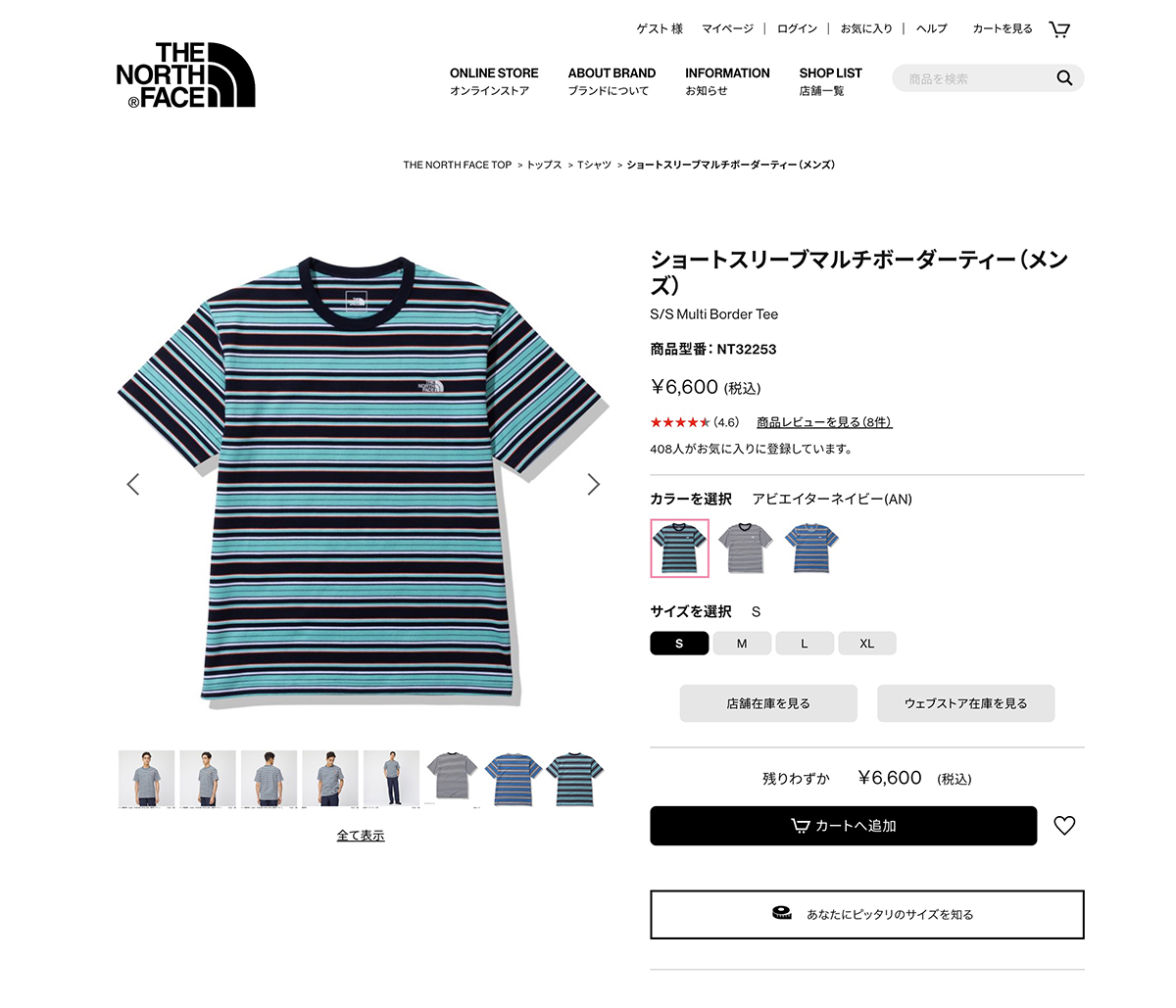 THE NORTH FACE ザ・ノース・フェイス S/S Multi Border Tee