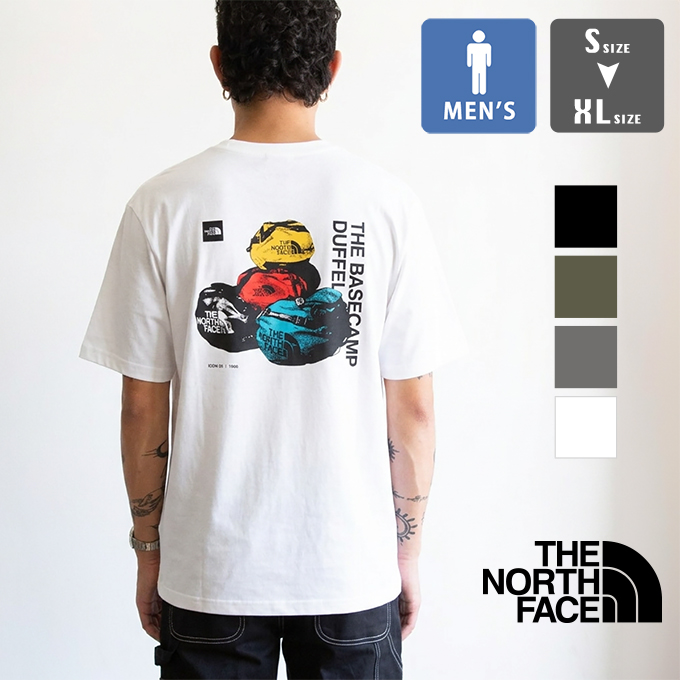 THE NORTH FACE �U�E�m�[�X�E�t�F�C�X S/S Base Camp Duffel Graphic Tee �V���[�g �X���[�u �x�[�X�L�����v �_�b�t�� �O���t�B�b�N�e�B�[ NT32647