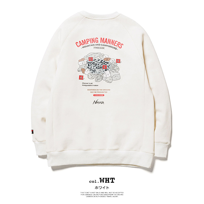 NANGA ナンガ 】 ECO HYBRID CAMPING MANNERS PRINT SWEATSHIRT エコ