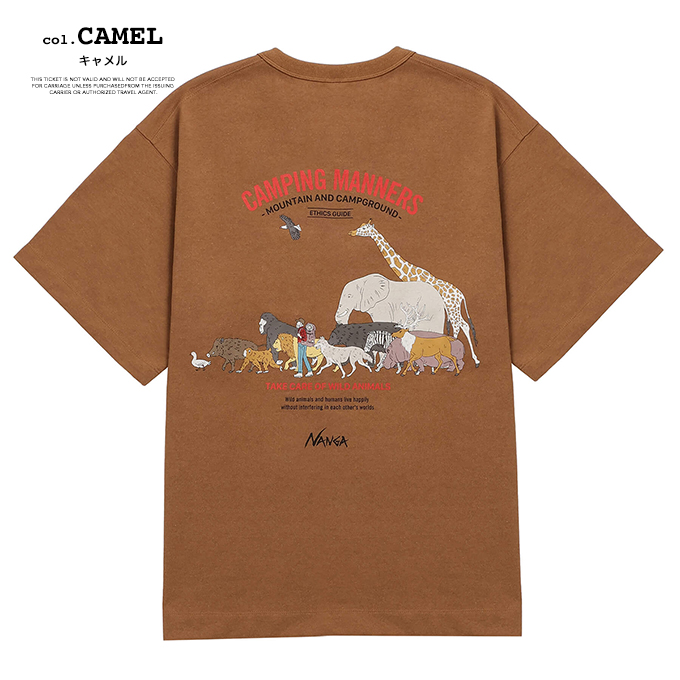 NANGA ナンガ ECO HYBRID CAMPING MANNERS WILD ANIMALS TEE(UNISEX)  エコハイブリッド キャンピングマナーズ ワイルドアニマルズ ティー NW2411-1G800-A｜jeansstation｜16