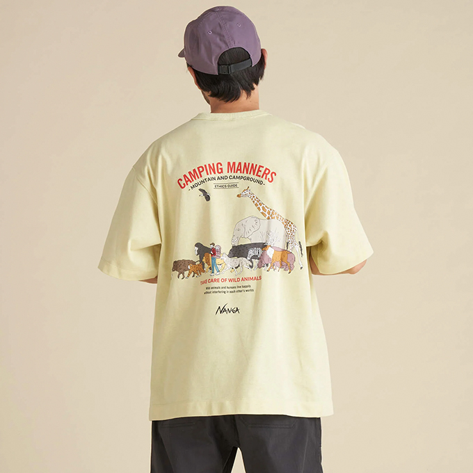 NANGA ナンガ ECO HYBRID CAMPING MANNERS WILD ANIMALS TEE(UNISEX)  エコハイブリッド キャンピングマナーズ ワイルドアニマルズ ティー NW2411-1G800-A｜jeansstation｜02