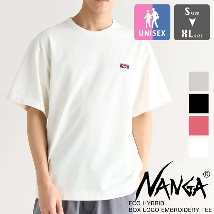 NANGA �i���K ECO HYBRID BOX LOGO EMBROIDERY TEE �G�R�n�C�u���b�h �{�b�N�X���S �G���u���C�_���[ �e�B�[  NW2411-1G804 / 2025SUMMER