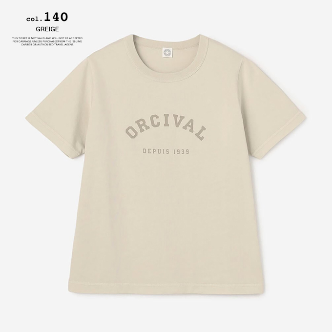 ORCIVAL ロゴTシャツ グレージュ サイズ1 ORCIVAL（オーシバル） COMPACT PRINT T-SHIRT ジャージー ニット