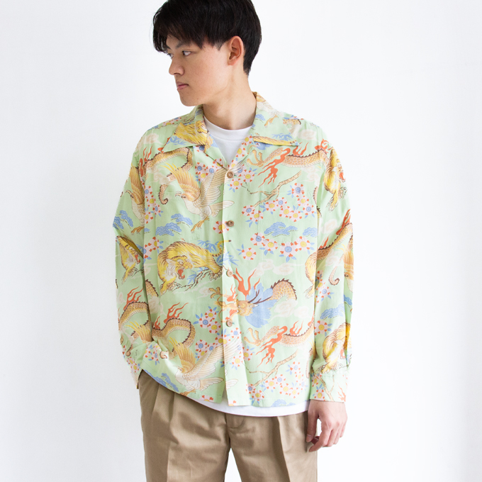 SUN SURF サンサーフ THE TRIANGULAR FIGHT レーヨン 長袖 アロハ