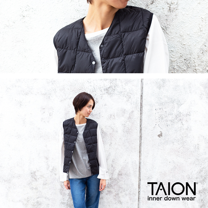 TAION タイオン 】 Vネック ボタン インナーダウンベスト レディース V NECK DOWN VEST TAION-W001 / 22AW ※  :TAION-W001:ジーンズステーション Yahoo!店 - 通販 - Yahoo!ショッピング