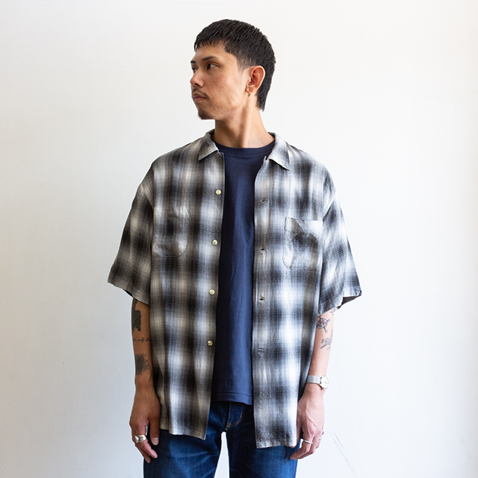 60s TOWNCRAFTオンブレチェックシャツUSA製ヴィンテージペニーズ TOWNCRAFT（タウンクラフト） 60S OMBRE LOOP COLLAR S/S SHIRTS
