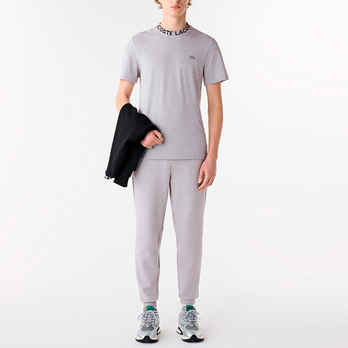 国内即発【LACOSTE】ジャカードリブ鹿の子地Tシャツ すぐ届く【LACOSTE】ジャカードリブニット鹿の子地 Tシャツ 半袖