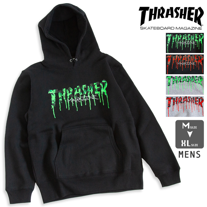 blood storm 状態良好 個性的 ロックスタイルジップアップパーカー THRASHER 【SALE!!】 スラッシャー BLOOD DRIP HOODIE SWEAT