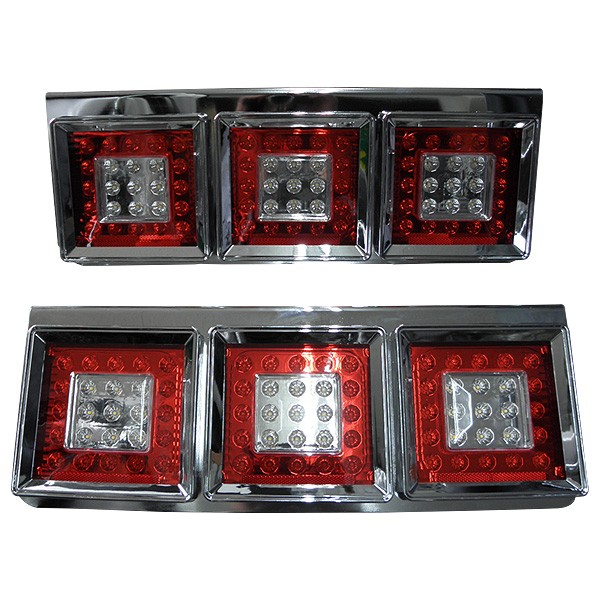 トラックテールランプ LED 3連 角型 レンズ ２色選択