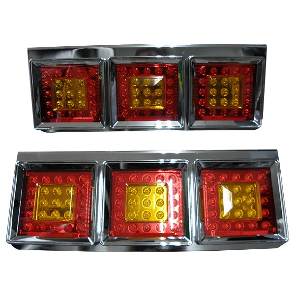 トラックテールランプ LED 3連 角型 レンズ ２色選択