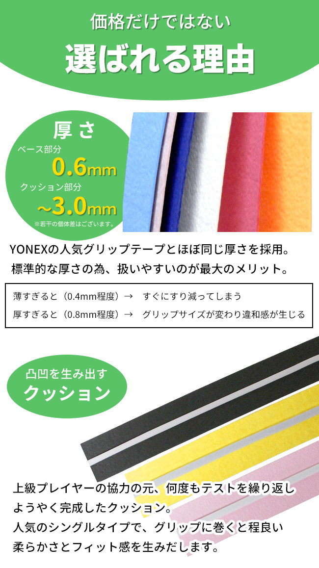 グリップテープ テニス・バドミントン用 WAGIスーパーウェット凸凹グリップテープ 選べるカラー 製造直販ゴルフ屋 ※ 関連画像3