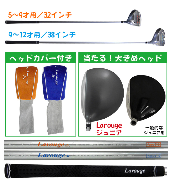 お盆応援フェアクーポン配布8/10の9:59まで ジュニア ゴルフ ドライバー Larouge オレンジ/5-9才(110-130cm)サックス/9-12才(130-150cm) ※ 関連画像5