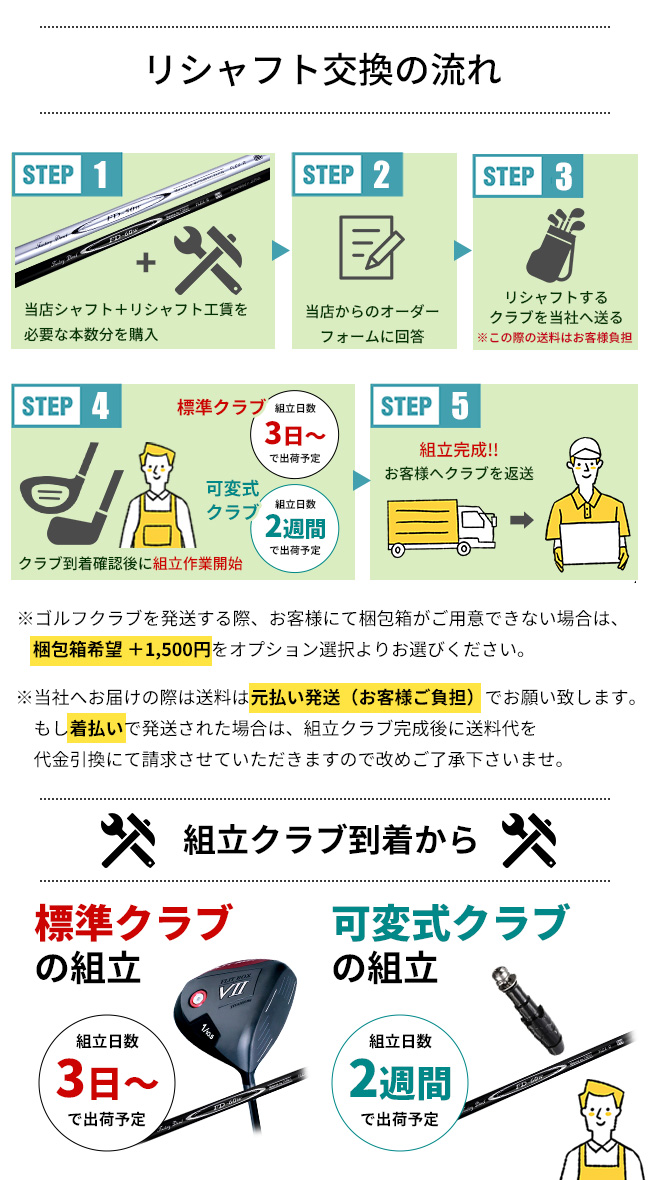 リシャフト交換チケット 製造直販ゴルフ屋 ※ : 製造直販ゴルフ屋