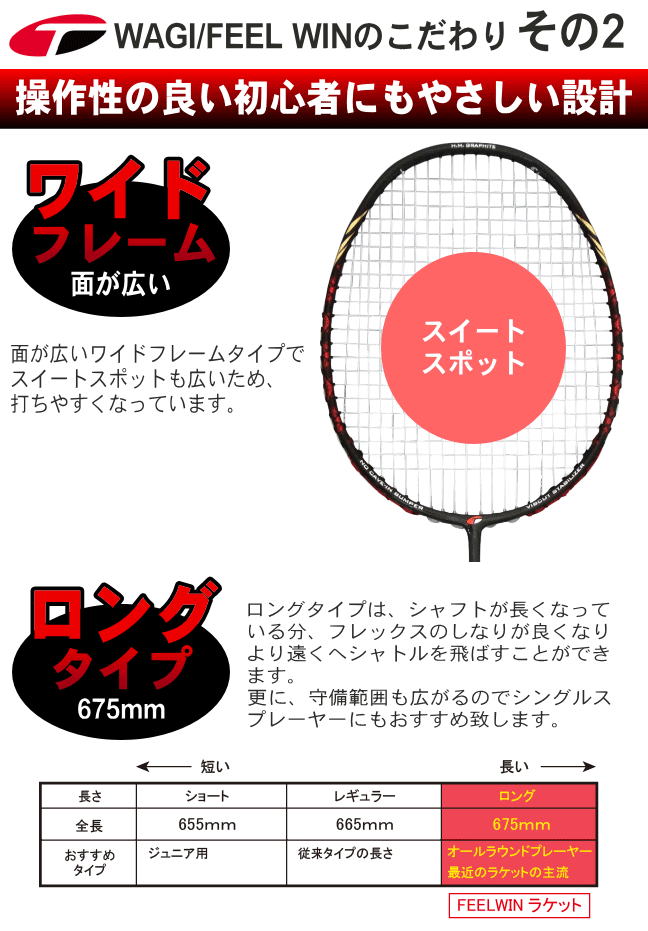 FEELWIN バドミントンラケット 軽量4U/オールラウンドモデル