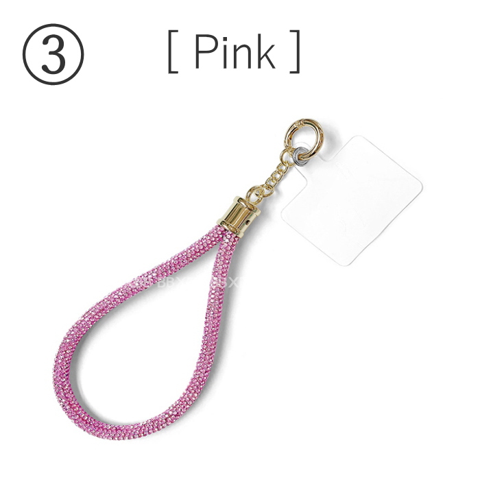 VYBES ラインストーンギャラクシージップアップ ピンク / M ハンドストラップ キラキラ ラインストーン 携帯 スマホ