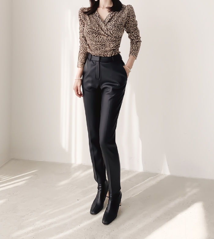 ブラウス レディース 上品 起毛 レオパード シャーリング カシュクール