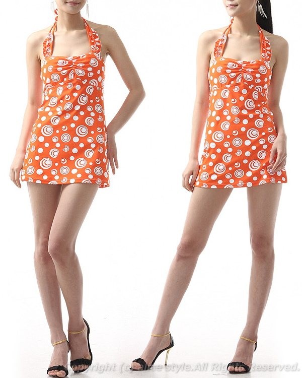 水着在庫処分 ビキニ 3ピース 水着 ドット 水玉 柄 ミニワンピース付き