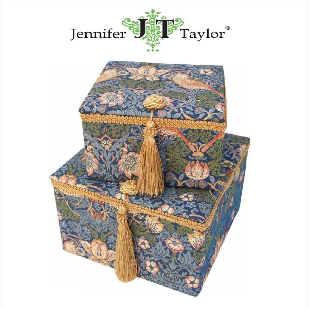 新品　ジェニファーテイラー ボックス 2ヶセット いちご泥棒 ジェニファーテイラー ボックス 2ヶセット いちご泥棒 小物入れ 収納