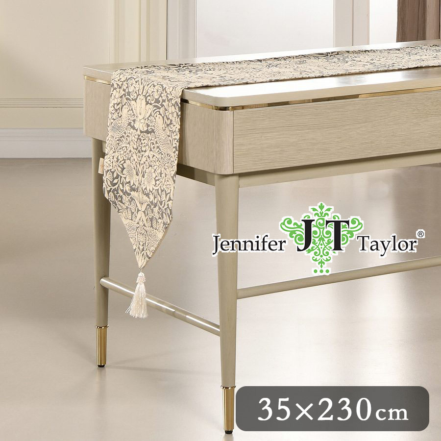 ジェニファーテイラー いちご泥棒 グレー テーブルランナー 230cm
