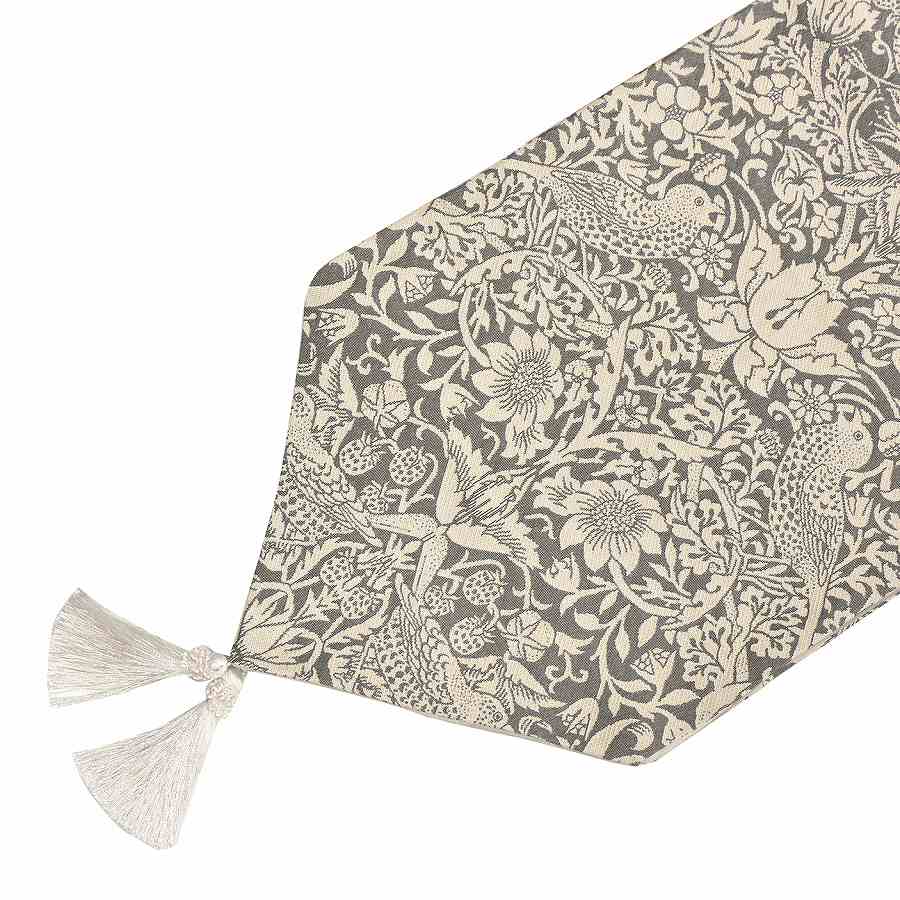 ジェニファーテイラー いちご泥棒 グレー テーブルランナー 230cm