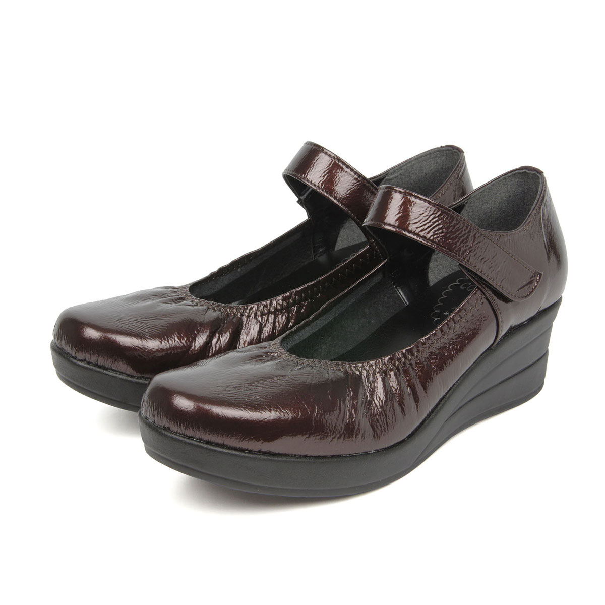 日本製 ファーストコンタクト パンプス 5センチ やわらかい 痛くない コンフォート 歩きやすい ストラップ 黒 撥水 ウェッジソール オフィス 39041 39046 爆買 | ブランド登録なし | 02