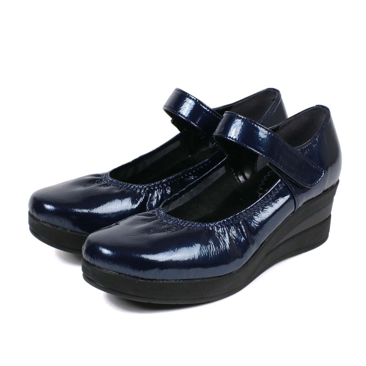 日本製 ファーストコンタクト パンプス 5センチ やわらかい 痛くない コンフォート 歩きやすい ストラップ 黒 撥水 ウェッジソール オフィス 39041 39046 爆買 | ブランド登録なし | 03