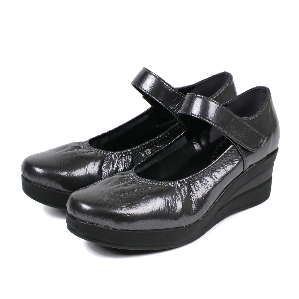 日本製 ファーストコンタクト パンプス 5センチ やわらかい 痛くない コンフォート 歩きやすい ストラップ 黒 撥水 ウェッジソール オフィス 39041 39046 爆買 | ブランド登録なし | 04