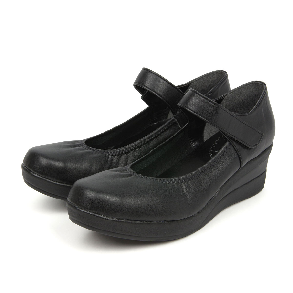 日本製 ファーストコンタクト パンプス 5センチ やわらかい 痛くない コンフォート 歩きやすい ストラップ 黒 撥水 ウェッジソール オフィス 39041 39046 爆買 | ブランド登録なし | 05